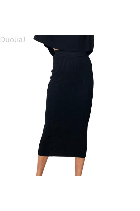 Maxi Skirt for Women Stretch High Waist Pencil Long Bodycon Skirts Black L