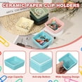 thumbnail image 3 of Uxcell Square Paper Clip Holders, 2 Pcs Ceramic Clip Dispenser Organizer Desk Organizer Accessories for Office Desktop Decor Bobby Pin Binder Paper Clamp, Light Blue, 3 of 6