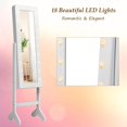thumbnail image 3 of CZMJY Standing Jewelry Armoire with 18 LED Lights Around the Door, Large Storage Mirrored Jewelry Cabinet with Full Length Mirror, 16 Lipstick Holders, 1 Inside Makeup Mirror, White, 3 of 6
