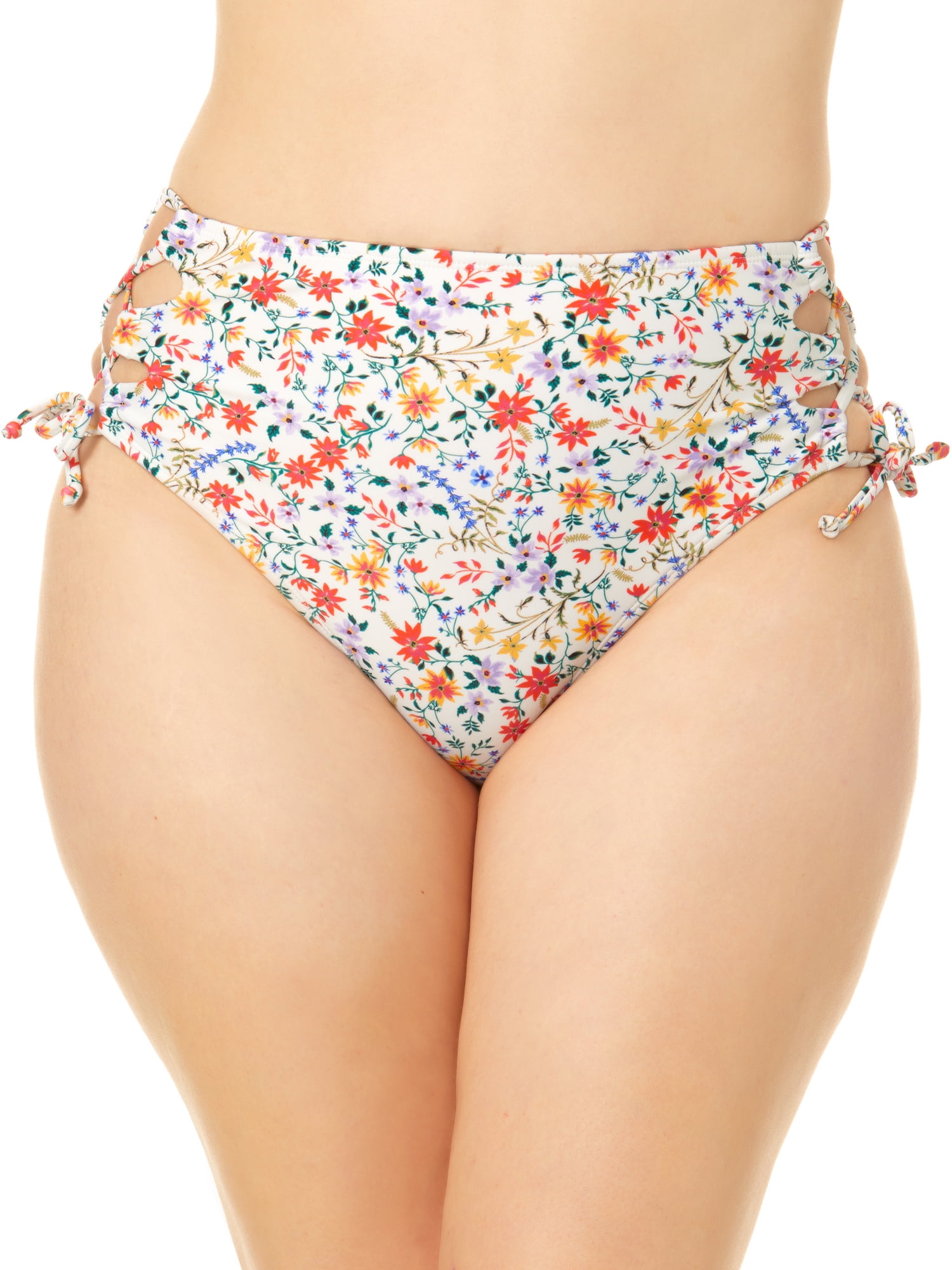 Time And Tru Women's Highwaist Side Cut Out Swim Bottom