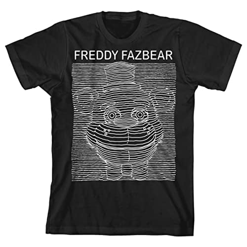 Five Nights at Freddy's Freddy Fazbear Line Art Boy's Black T-shirt-M
