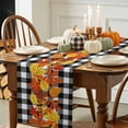 thumbnail image 4 of Fall Table Runner Thanksgiving Autumn Maple Leaves Table Runners Autumn Leaf Linen Plaid Cotton Linen Dresser Scarf Kitchen Dining Table Decor for Fall Holiday Party Decor 13x36 Inch, 4 of 9