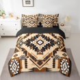 thumbnail image 2 of Manfei Retro Aztec Bedding Twin Size,Boho Bohemain Flower Comforter Sets with Sheets,Brown Black Geometry Bedding Sets Twin Size,Microfiber Bedroom Decoration Reversible,7pcs, 2 of 7