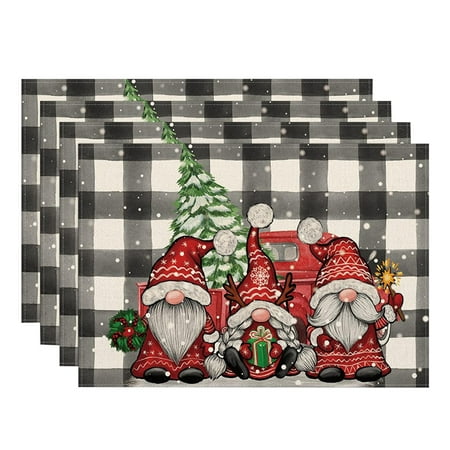 

CHXonu 4PCS Christmas Placemat Linen Tablecloth Thermal Mat Kitchen Table Mat Dinner Place Mats Place Mats for round Table Dining Table with Mats Light Napkins round Rubber Mat Dining Table Mat Set