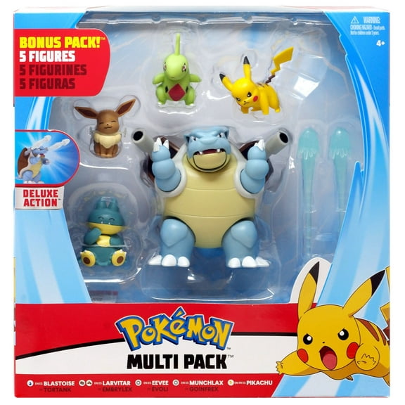 Pokemon Blastoise, Larvitar, Eevee, Munchlax & Pikachu Multi Figure 5-Pack