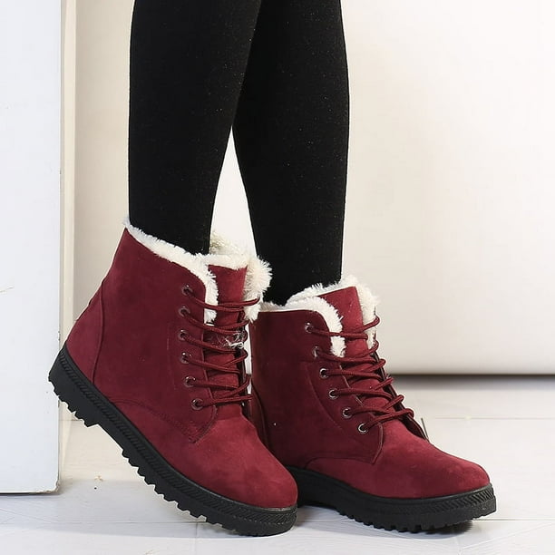 Botas de nieve para mujer, tallas grandes, cálidas, de tacón plano