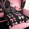 thumbnail image 2 of Erosebridal Pink Princess Bowknot 7 Pieces Bedding Comforter Set For Girls,Cute Coquette Bow Tie Full Bedding Set For Kids,Black Reversible, 2 of 7