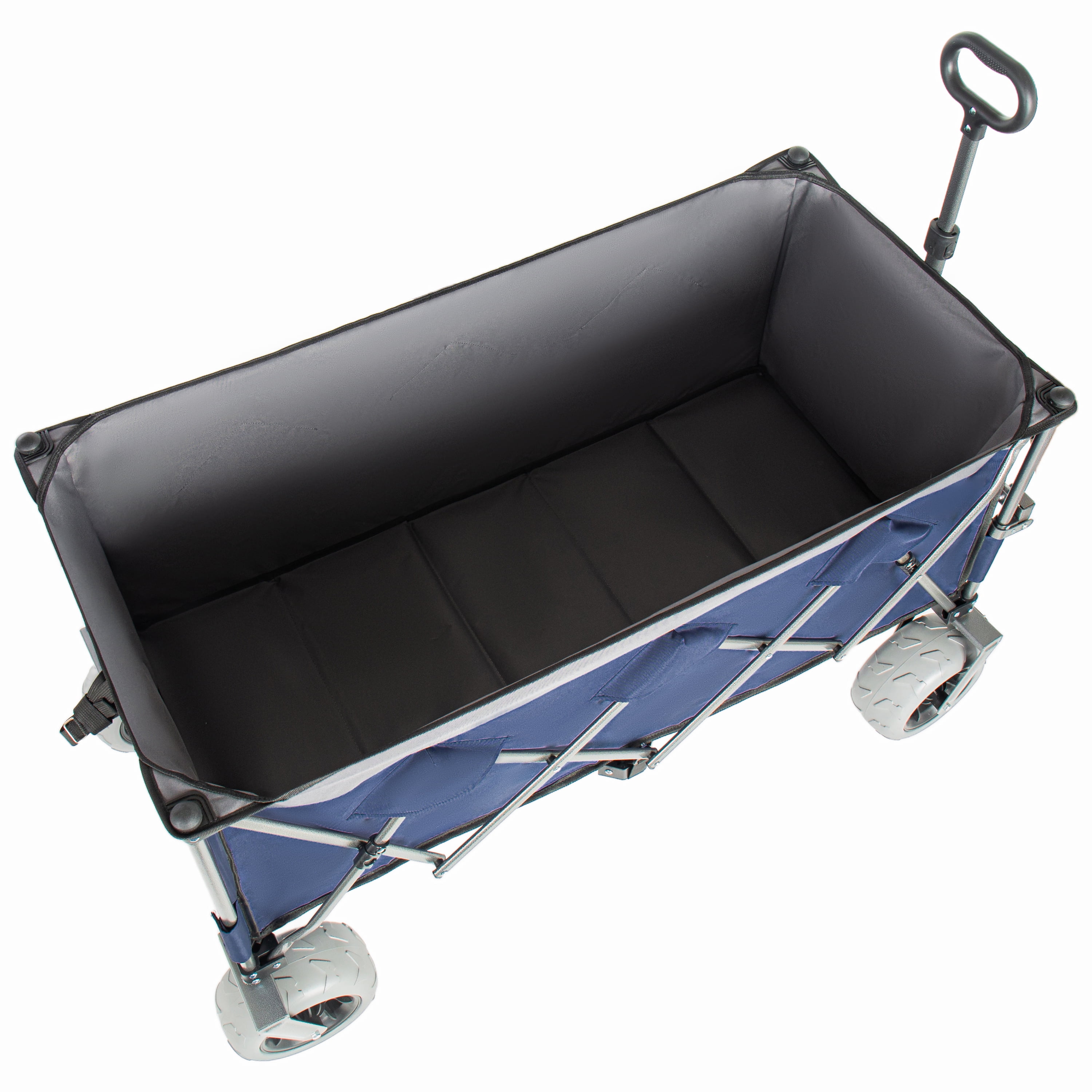 52-inch Extended Foldable Utility Wagon, Dark Blue & Gray, 560lbs Heavy-Duty Wagon with Patented Frame, 1:6 Fold Design, 9"×4" All-Terrain Wheels with Brakes for Outdoor Use