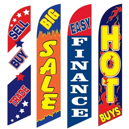 4 Advertising Swooper Flags Sell Buy Trade Big Sale Easy Finance Hot Buys