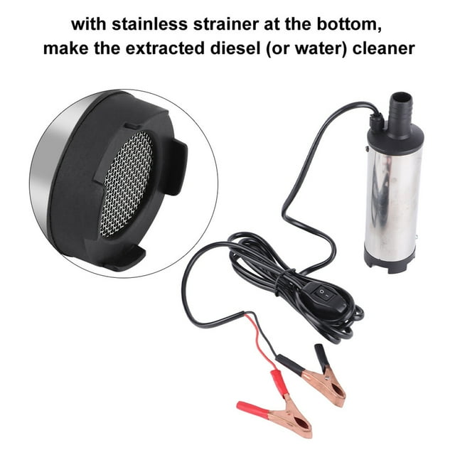 Bomba de Transferencia Eléctrica de Aceite de Agua, Combustible Diésel, Sumergible, Desmontable, 12V, 51 mm, Compacta, Ligera, Eficiente para Cosechadoras Grandes, Acero