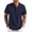 Navy Blue, variant on COOFANDY Men's Linen Henley Shirts Summer Beach Short Sleeve Loose Fit T Shirt Button Up Lightweight Casual Tee