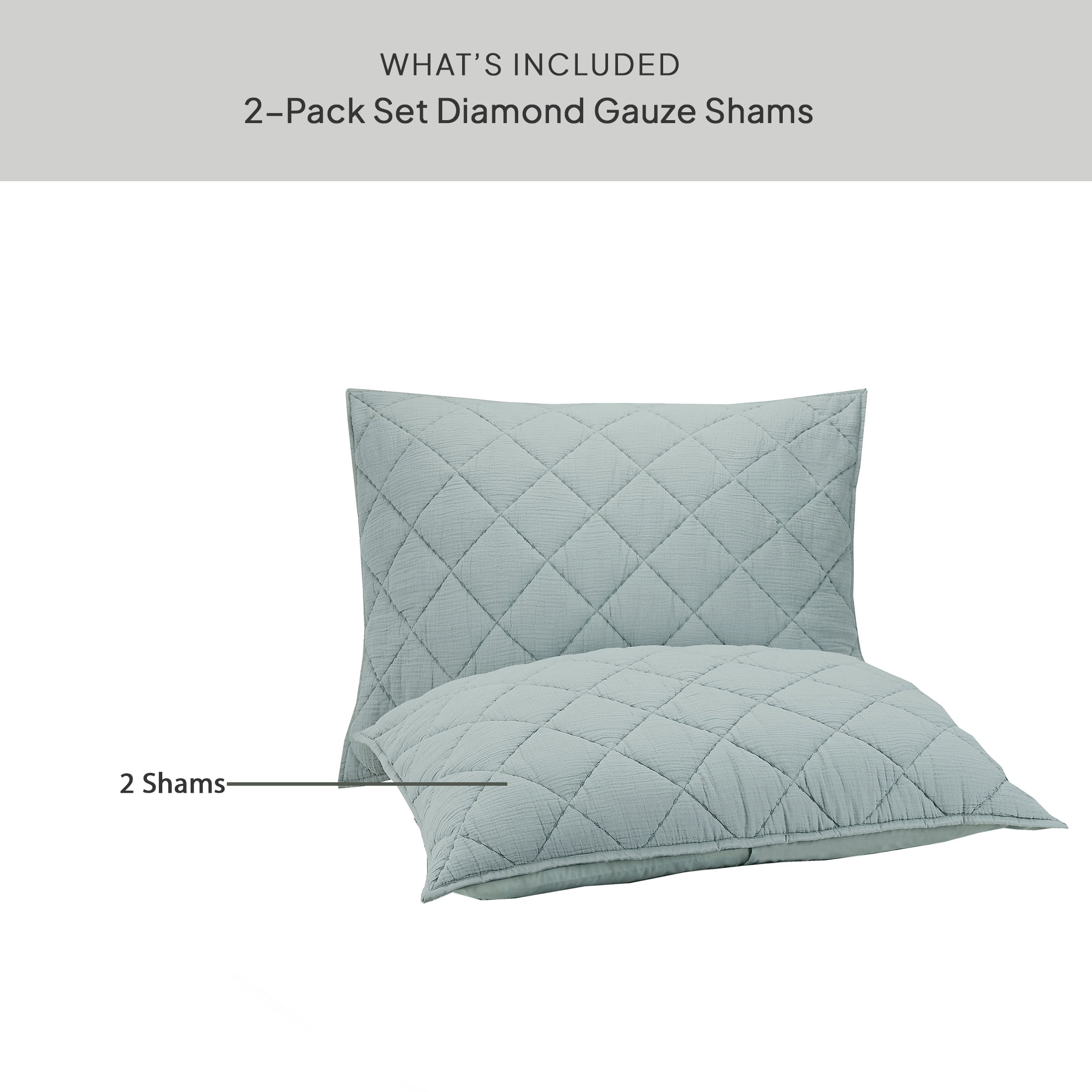 Better Homes & Garden Diamond Gauze Sham, Sage, King, 2 count