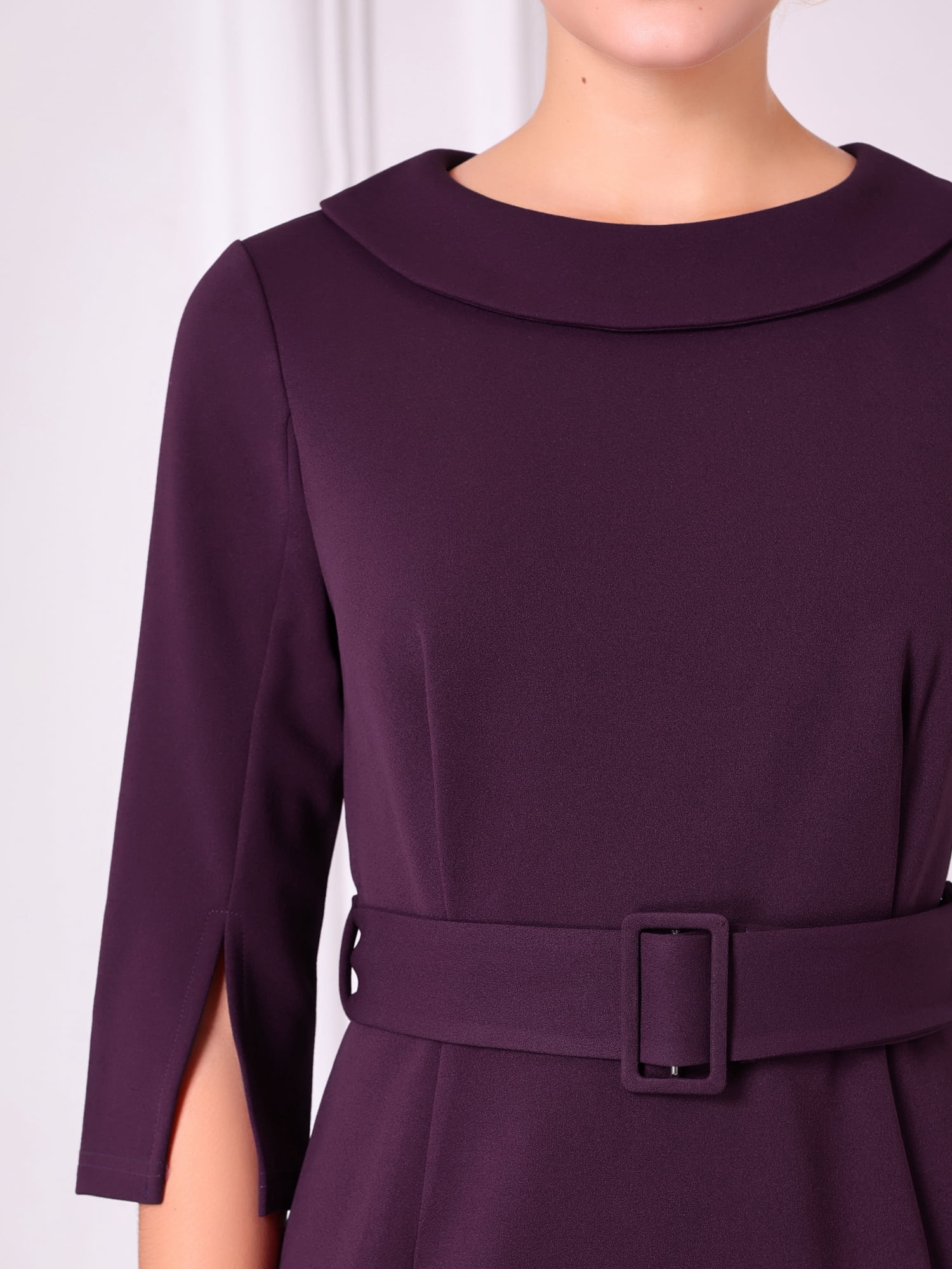 DARING DIVA Vintage Sheath Half Sleeve Collared Pencil Dress M Purple