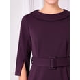 thumbnail image 4 of DARING DIVA Vintage Sheath Half Sleeve Collared Pencil Dress S Purple, 4 of 6