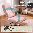 thumbnail image 5 of Genpo Cross Legged Office Chair, Criss Cross Desk Chair with Wheels, Pink Teddy Fleece Big and Tall Reclining Office Chair 500lbs with Foot Rest, Reversible Armrests & Wide Seat, 5 of 6