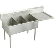 Elkay Wnsf8372rof Weldbilt 97-1/2" Triple Basin Free Standing Stainless Steel Utility Sink