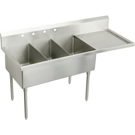 Elkay Wnsf8372rof Weldbilt 97-1/2" Triple Basin Free Standing Stainless Steel Utility Sink