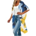 thumbnail image 4 of Fnooota Womens Swimsuits Cover Ups, Loose Fit Elbow Length Open Front Printed Swimwear Cardigans White Size L, 4 of 5