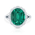 thumbnail image 4 of Rosec Jewels Lab Grown Emerald Ring with Diamond - 10X12 mm - AAAA Grade, 14K White Gold, US 13.00, 4 of 8