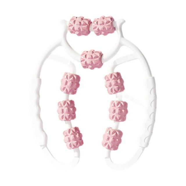 Tachiuwa Rouleau de Musculation à 9 Roues Rouleau Masseur Polyvalent pour Jambes pour Mollets Poignet Bras Rose