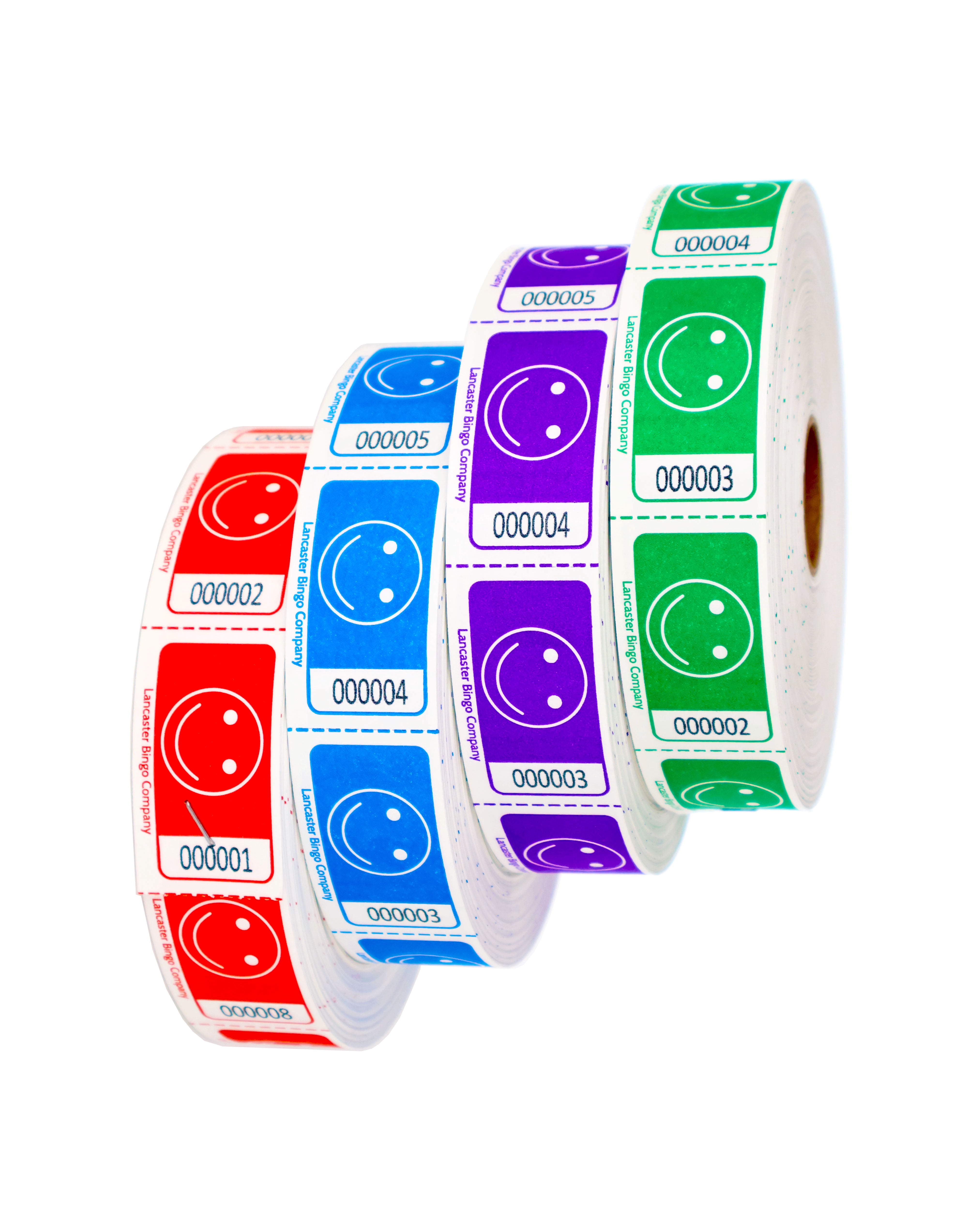 Smiley Face Roll Ticket 1,000 Ticket Roll 4 Pack Assorted Colors