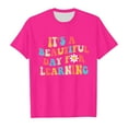 thumbnail image 4 of Girls T Shirts Size 14-16 Letter Graphic Short Sleeve Blouse Tops Baggy Back To School Shirts for Teen Girls Festival Casual Summer Tops,Hot Pink,-, 4 of 4