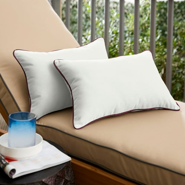 Humble And Haute Sunbrella Canvas Natural Canvas Iris Indoor Outdoor Pillow Set Walmart Com Walmart Com