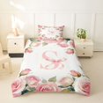 thumbnail image 2 of Catabedysis Pink Floral Blossom Twin Duvet Cover,Kawaii Initial S Pattern Twin Bedding For Girls,Pink Reversible,2 Pieces,1 Duvet Cover and 1 Pillowcase, 2 of 6