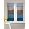 thumbnail image 3 of Blue Brown Grey Curtains 45 Inch Length, Sheer Curtains for Bedroom Living Room Window Vintage Stripe Farmhouse Wood Grain Rod Pocket Voile Drapes Kitchen Curtains Small Half Window 52"x45" 2 Panels, 3 of 7