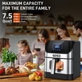 thumbnail image 5 of 7-in-1 Air Fryer, 7.5QT Oilless Air Fryer Oven with Visible Cooking Window, One-Touch Screen, Nonstick & Dishwasher Safe Basket, Including Air Fryer Paper Liners 50PCS, Silver, 5 of 7