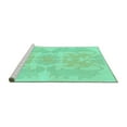 thumbnail image 2 of Ahgly Company Machine Washable Indoor Round Abstract Turquoise Blue Modern Area Rugs, 6' Round, 2 of 4