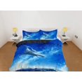 thumbnail image 2 of Ropa de cama ballena voladora funda nórdica azul cielo, juego de cama galaxia full king queen, 2 of 4