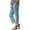 Light Blue, variant on UJNDER Women's Linen Blend Long Pants Elastic Waist with Decorative Buttons Casual Comfort Wear Blue XL