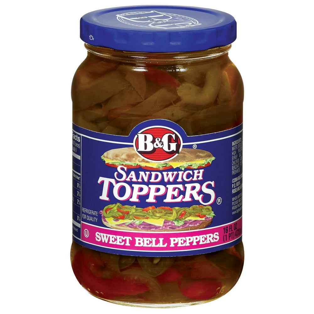 (6 Pack) B&G Sweet Bell Pepper Sandwich Toppers Red & Green, 16 Fl Oz