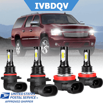 For Chevy Suburban 1500/2500 2007-2014 LED Headlight Bulbs 9005 H11 HIGH LOW Beam Combo Kit 4Pcs 6000K White