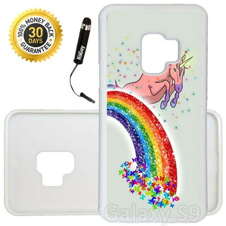 Rainbow Lightweight Jersey (Custom Galaxy S9 Case (Butterfly Rainbow Unicorn) Edge-to-Edge Rubber White Cover Ultra Slim | Lightweight | Includes Stylus Pen by)