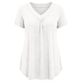 thumbnail image 5 of STETMN V Neck Casual Top for Women Oversized Short Sleeve Loose T-shirt Pleated Basic Summer Tee, 5 of 5