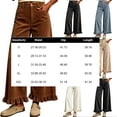 thumbnail image 2 of Women's Ruffle Hem Wide Leg Jeans Elastic Waist Corduroy Pants Baggy Palazzo Pants with Pockets Beige L, 2 of 4