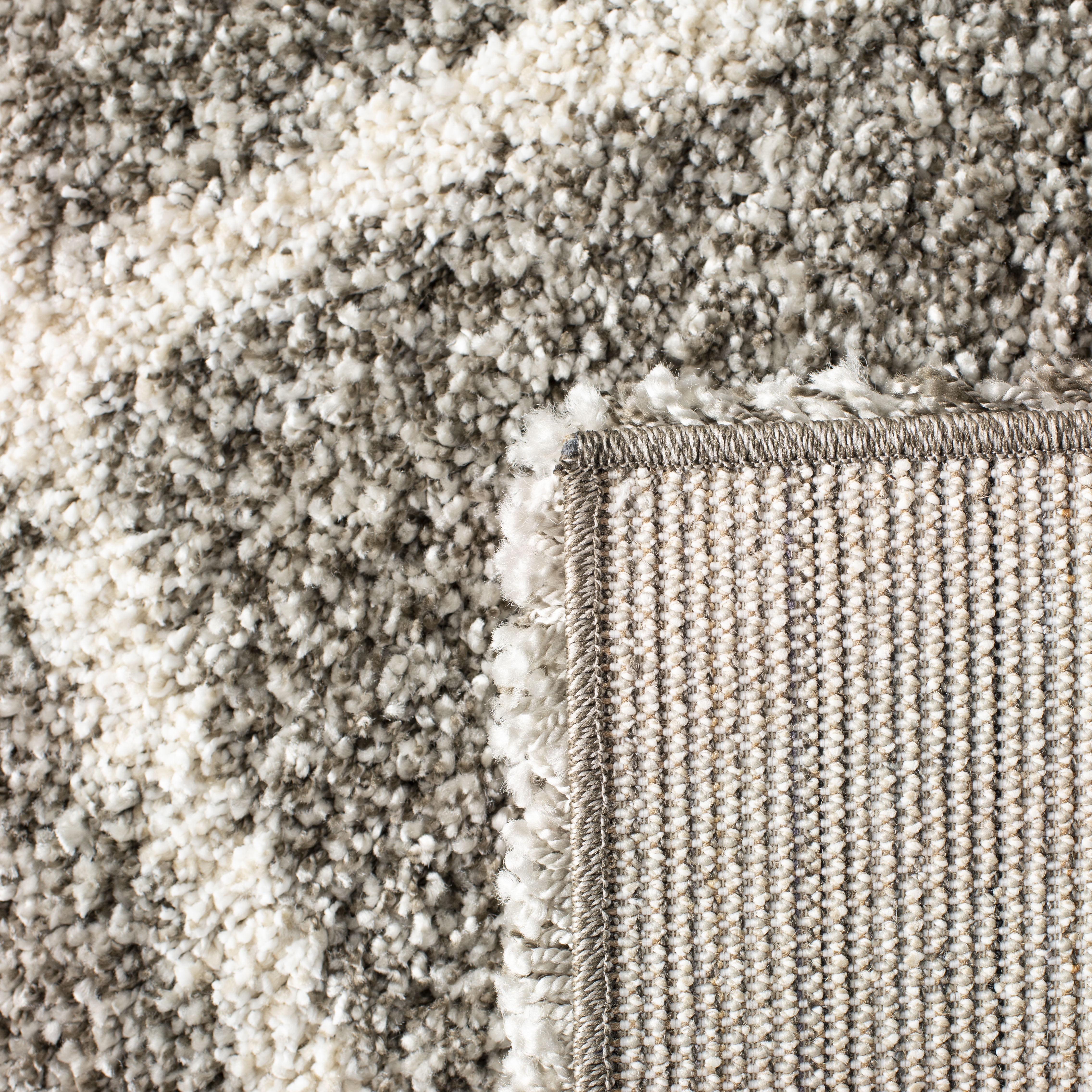 SAFAVIEH Hudson Amias Plush Geometric Shag Area Rug, Grey/Ivory, 11' x 11' Round