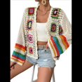 thumbnail image 2 of Cárdigan de Crochet Floral para Mujer, con Abertura Frontal, Larga, Color Albaricoque, Talla S, 2 of 9