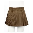 thumbnail image 3 of Yartina Girls School Uniform Skirt High Waisted Solid Pleated A-line Skirts Skort with Lining Shorts Coffee 3-4, 3 of 7