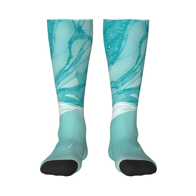 Gaeub Chaussettes Turquoise 1 Imprimé Chaussettes Hautes Extensibles pour Hommes Femmes Adolescents, Chaussettes de Softball Soccer pour Randonnée, Sport