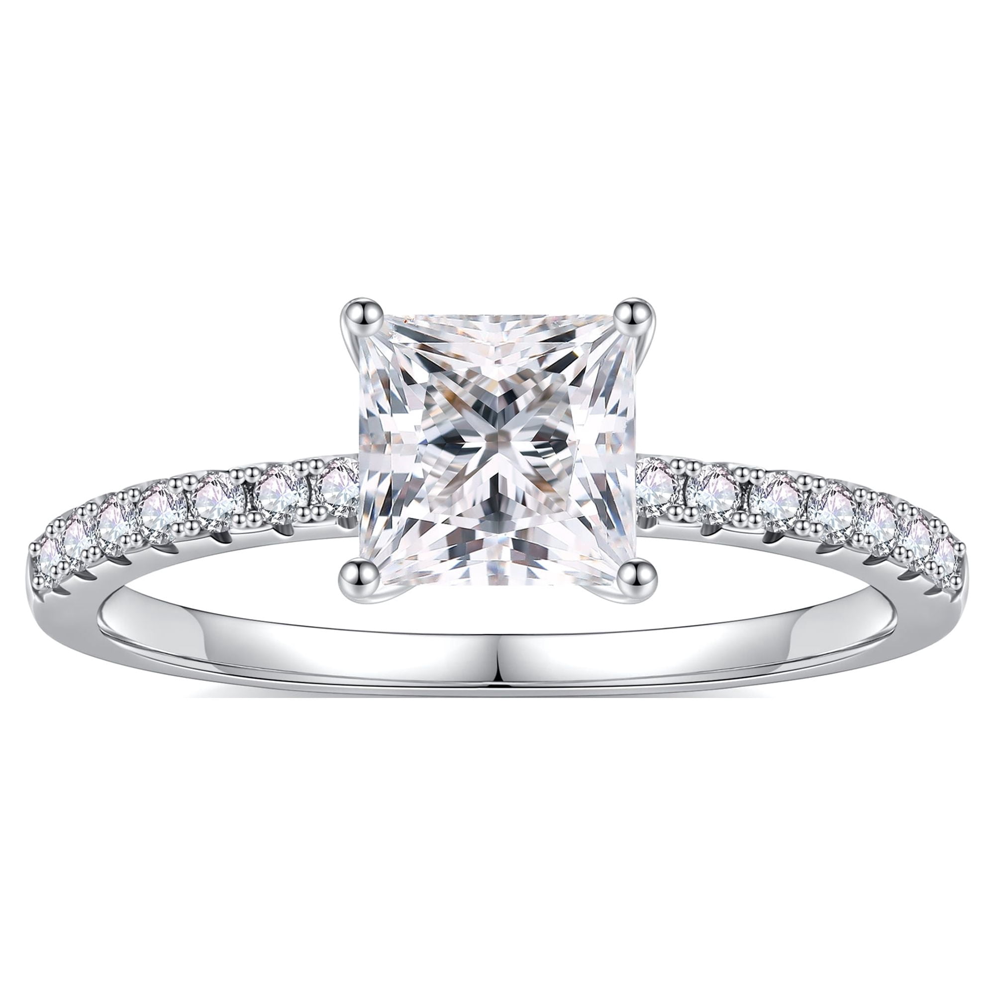 Turandoss 1.5 Carat Moissanite Princess Cut Engagement Rings for Women 925 Sterling Silver Diamond Ring Promise Rings for Women