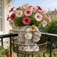 thumbnail image 4 of Female Statue Head Cement Planter White American Lady Sculpture Elegant 11" Resin Figurine with Floral Crown, Modern Art Decor for Living Room, Cultural Gift for Women, 4 of 9