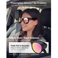 thumbnail image 2 of Foldable Fit-Over Sunglasses Women Polarized UV400 Cat Eye, Wear Over Prescription Glasses Up to 13.5×5cm, Face Slimming Retro Style, Beach Golf Fishing Outdoor, Pouch & Strap Included, 2 of 8