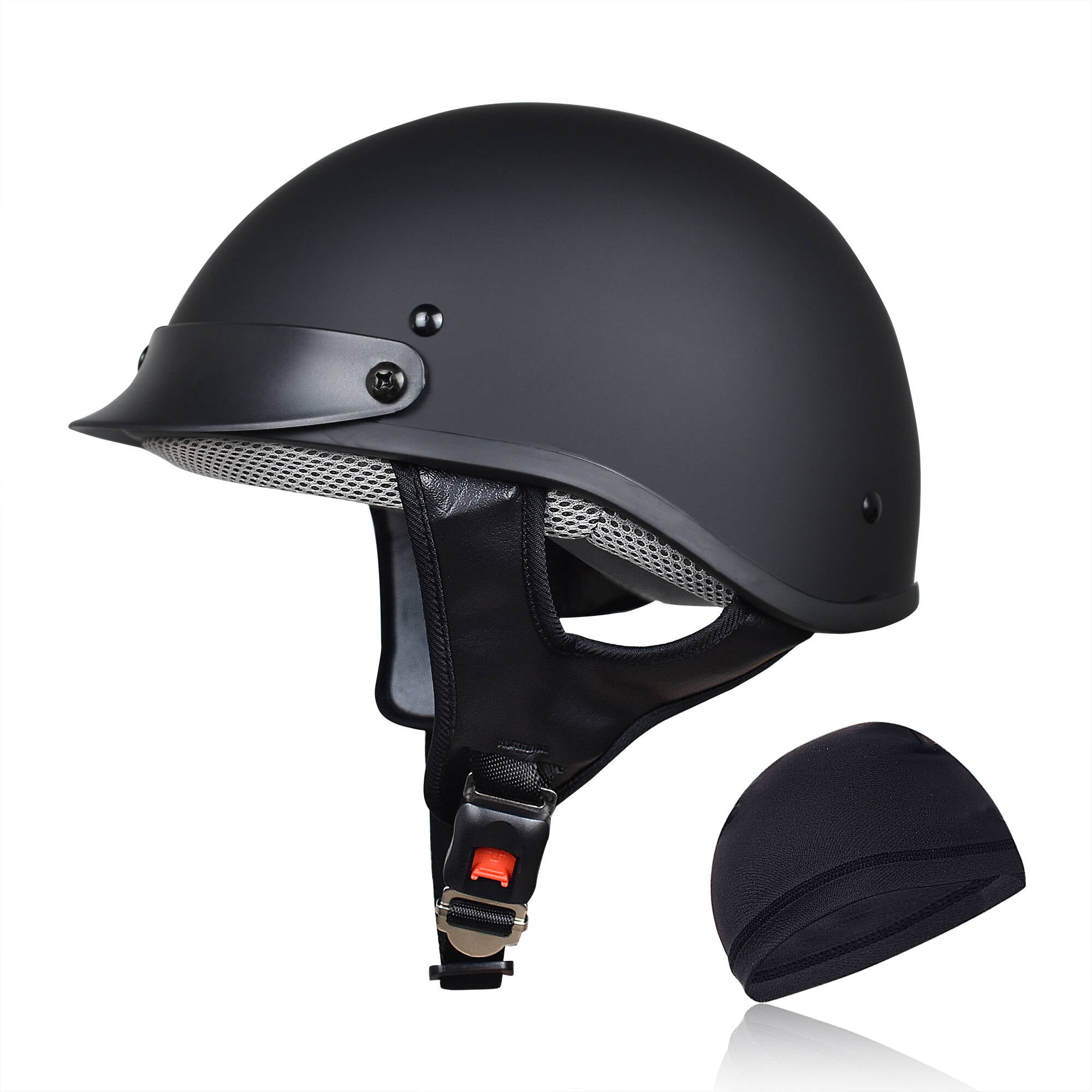 CHCYCLE Motorcycle Half Helmet Large, Matte Black