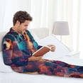 thumbnail image 6 of Salouo Starry Sky White Cloud Puppy Print Button-Front Long Sleeve Pajama Set for Men, Soft 2Pjs Men's Long Sleeve Sleepwear-Medium, 6 of 7