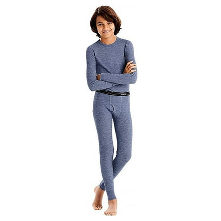 Hanes Boys X-Temp Thermal Underwear Sets - Preshrunk - 4 Colors, 41072 Heather Blue / X-Small