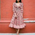 thumbnail image 3 of Sexy Maxi vestido con fresas mujer fiesta Vintage mujer vestidos de noche Deep V Puff, 3 of 5