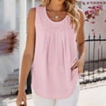 thumbnail image 7 of TEAJOPSUU Tank Tops for Womens Sleeveless Crew Neck Blouses Loose Fit Front Pleated Solid Color Shirts Pink, 7 of 7